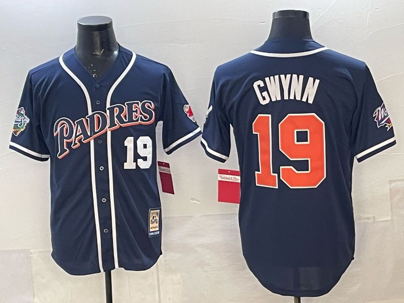 Men 2025 San Diego Padres #19 Gwynn Blue Game Throwback Nike MLB Jersey style 075